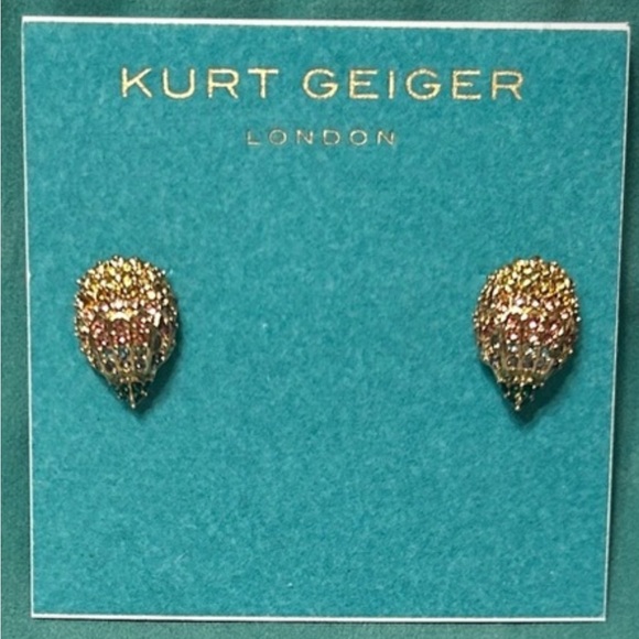 Kurt Geiger Gold Multicolor eagle head pierced Earrings nwt - Picture 4 of 6